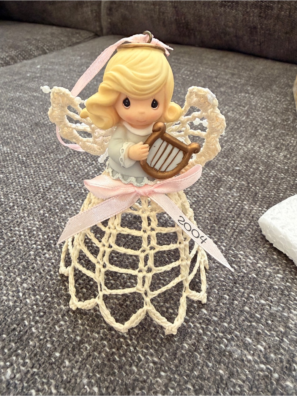 Precious Moments 2004 “Graced with Lace” Girl/Harp Angel Ornament